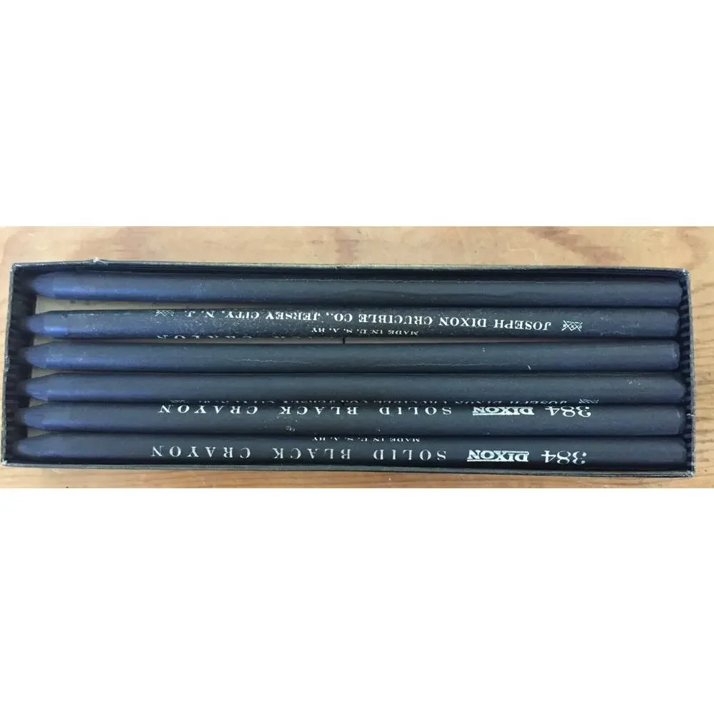 24 Vtg Antique Dixon Crucible 384 Solid Colored Black Crayons in Original Boxes